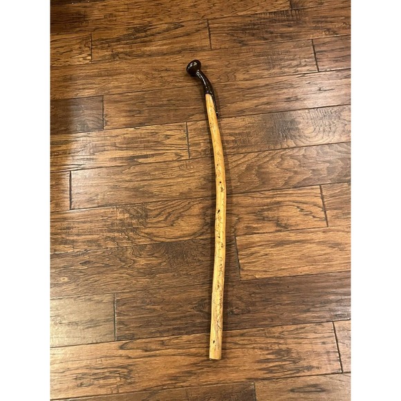 Handmade Other - Solid Brass Handle Wooden Hand Carved Vintage Walking Cane Stick Handmade